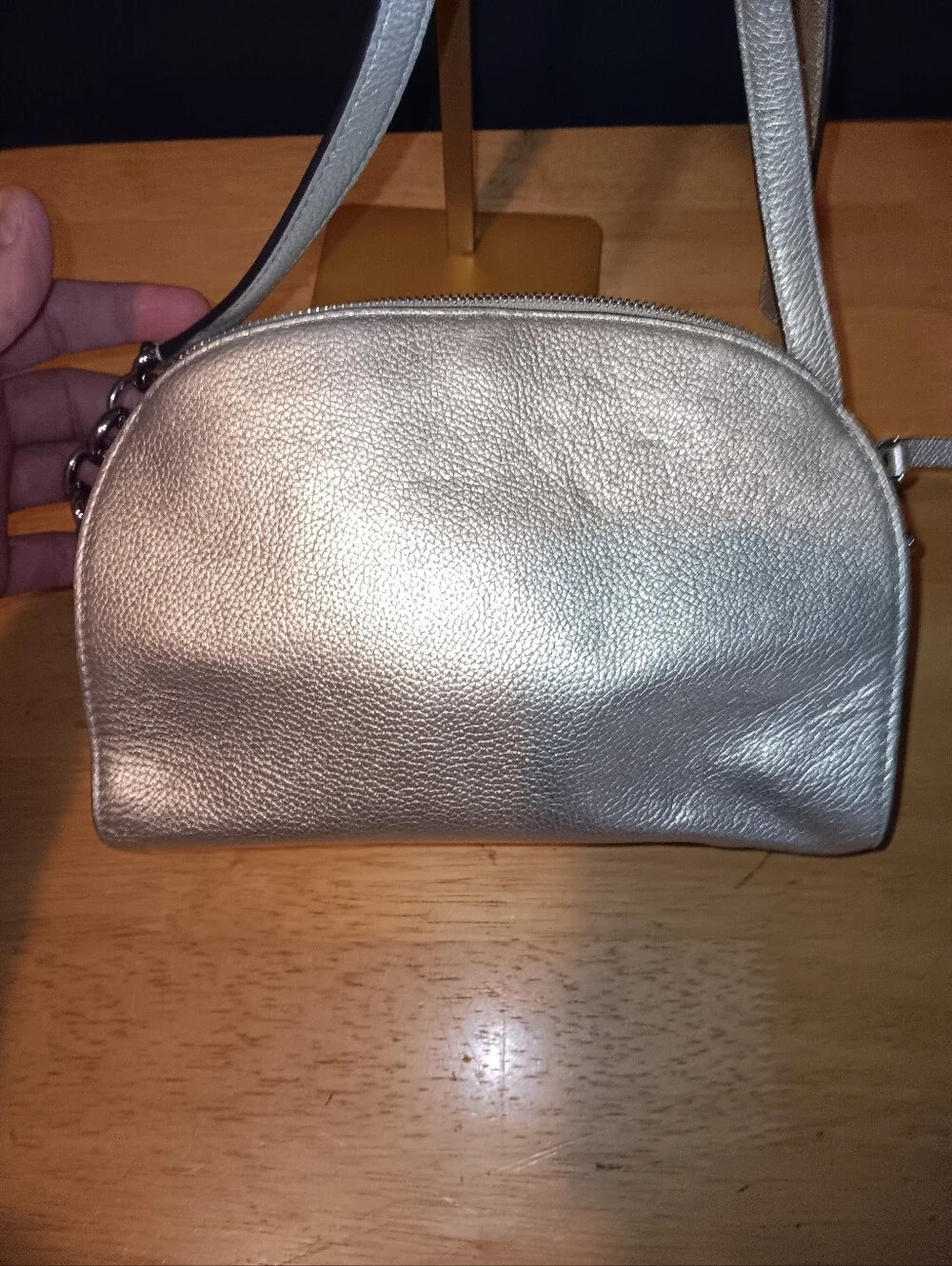 Kate Spade Silver Leather Shouldee Bag
